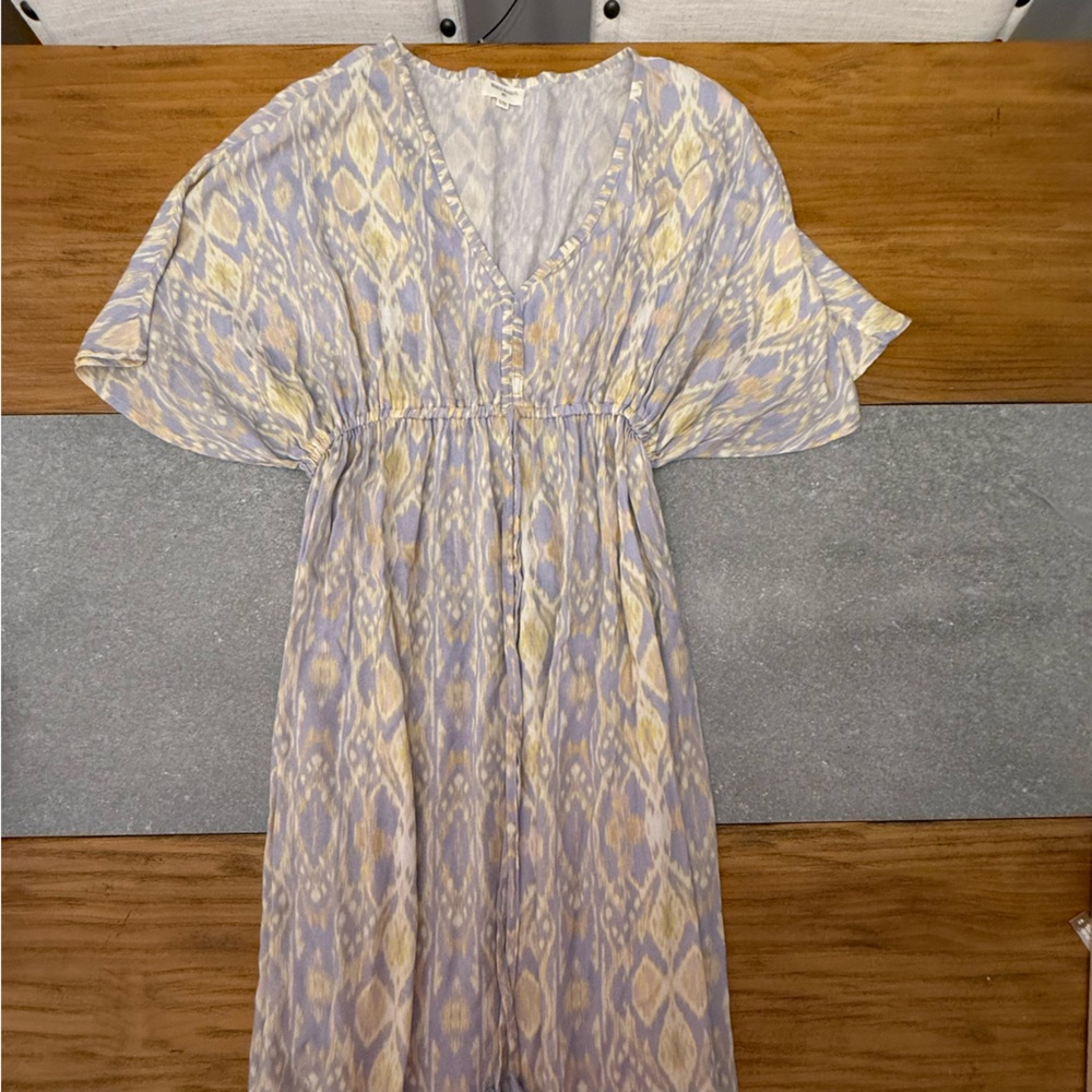 Cost Plus World Market Mira Ikat Kaftan Dress Blue White S / M - Picture 5 of 10